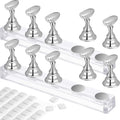 Blulu magnetic nail stand front view with silver holders