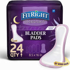 Medline FitRight Overnight Bladder Control Pads front packaging view showcasing maximum absorbency specifications.