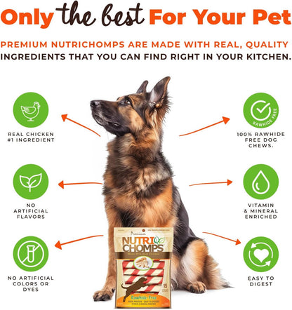 NutriChomps 15 count bag showing digestible dog chew twists