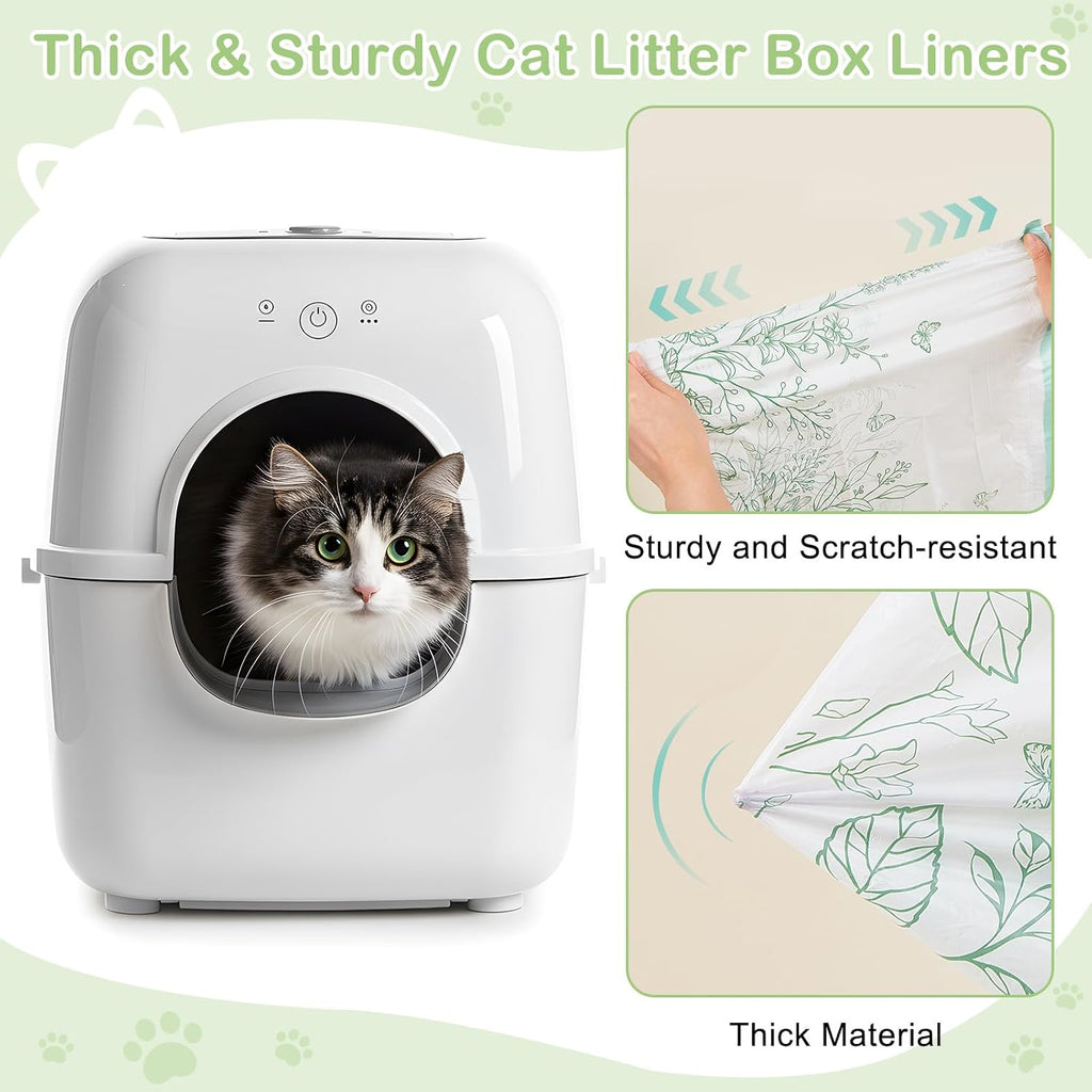 Glittme automatic self cleaning litter box bags showing the thick tear resistant three mil material.