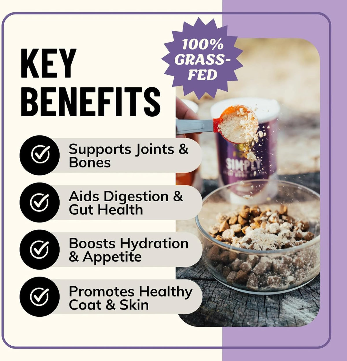 Dehydrated beef bone broth powder for pet food topper