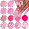 Generic pink nail glitter powder front view packaging