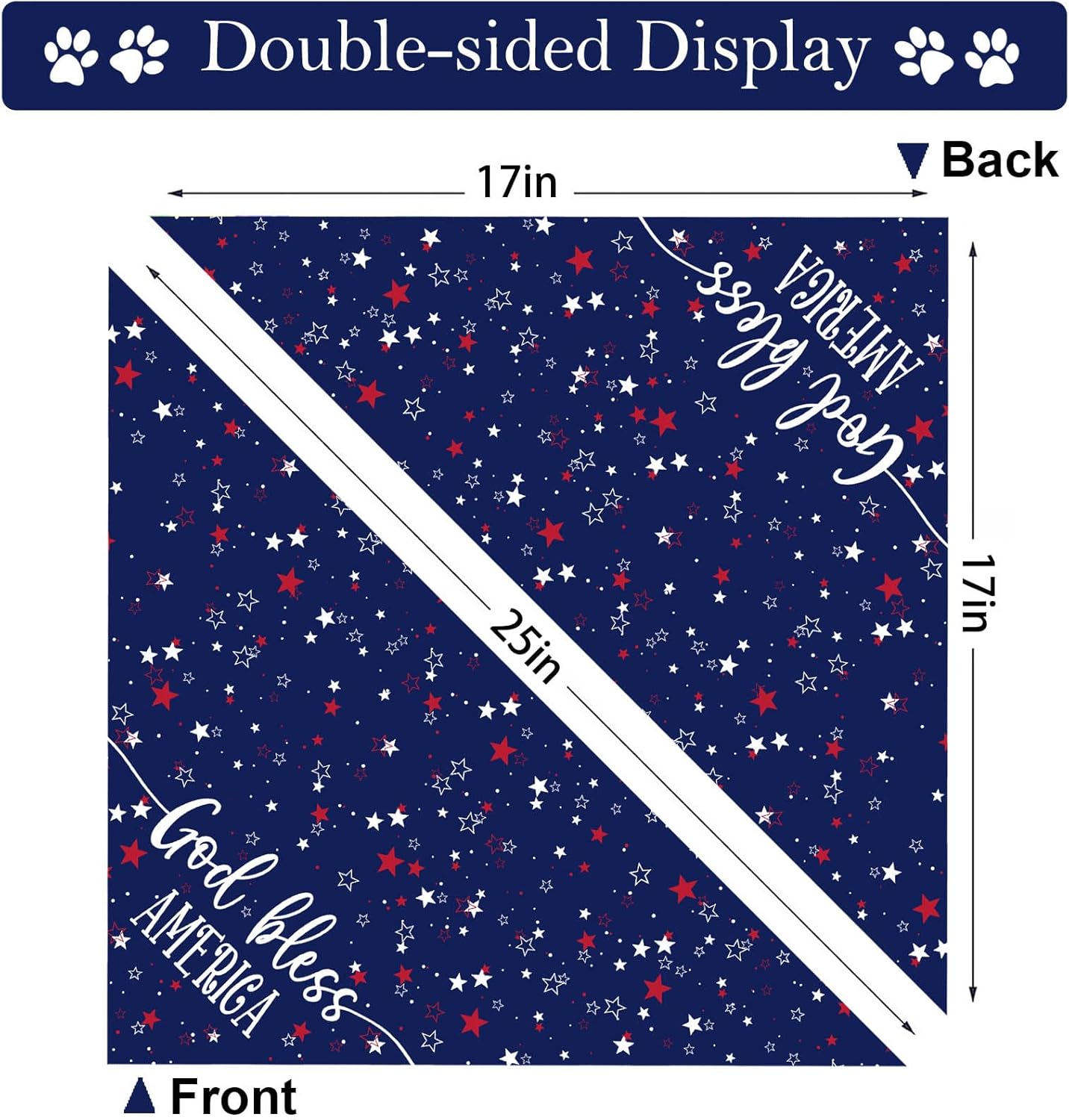 QIRUIMI reversible stars and stripes pet bandana fabric texture.