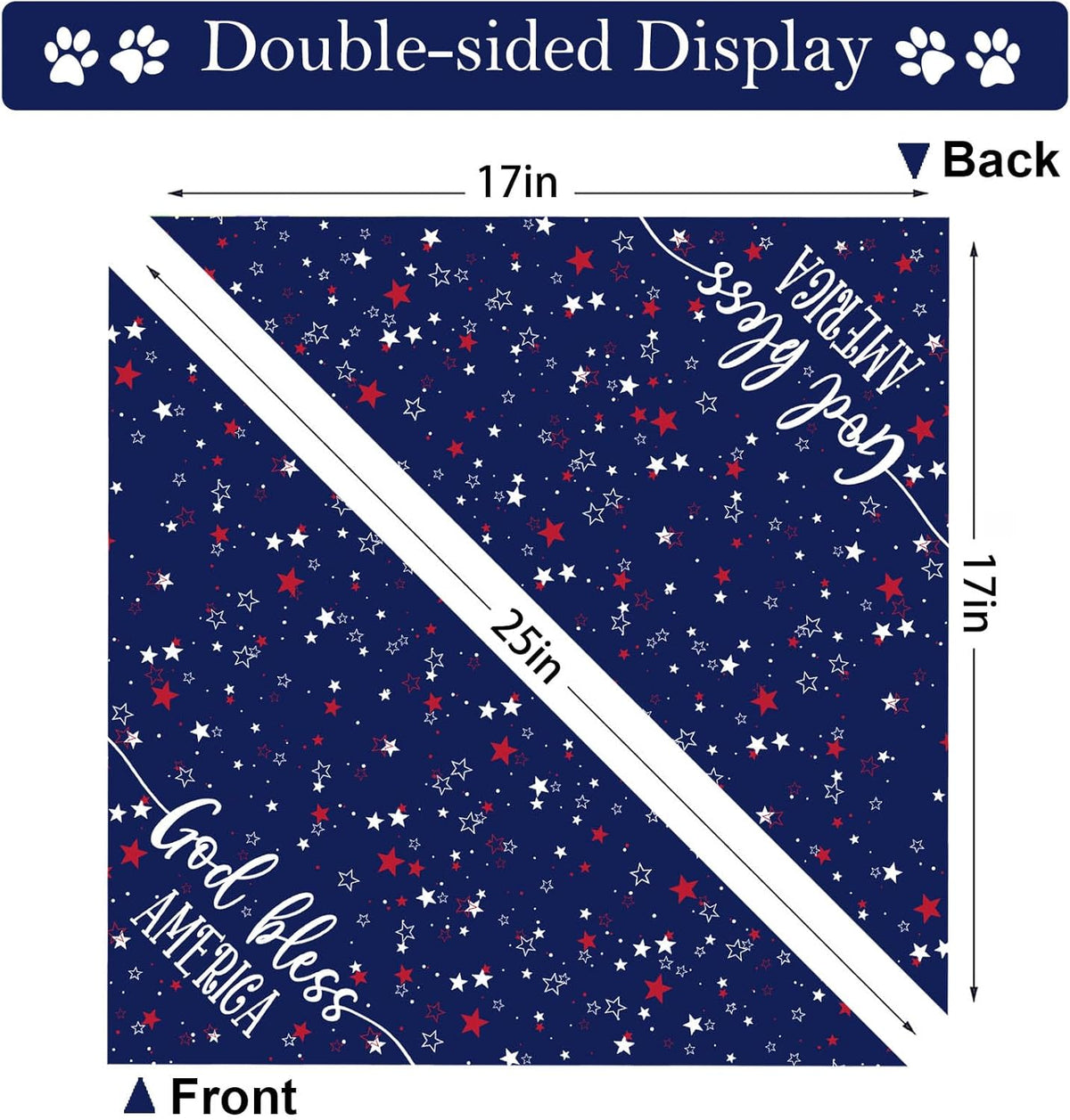 QIRUIMI reversible stars and stripes pet bandana fabric texture.