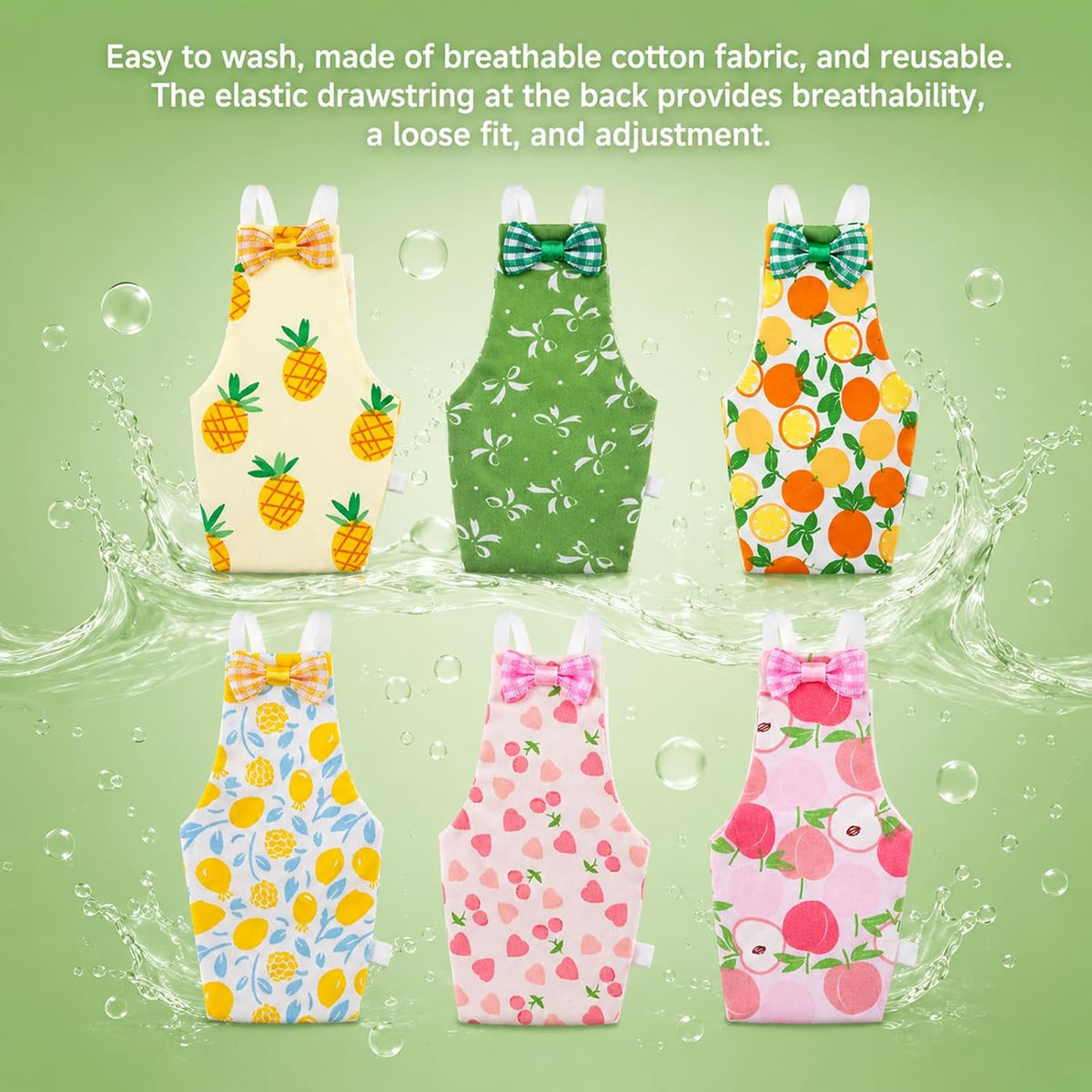 6 Pack Reusable Bird Diapers with 10 Washable Pads - Image 3