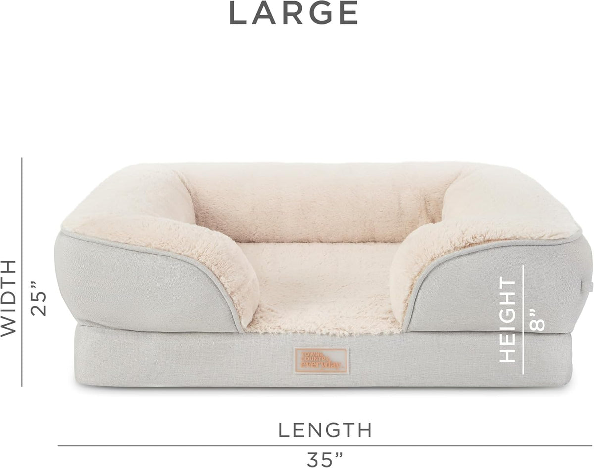 Large grey bolster pet bed with egg crate foam