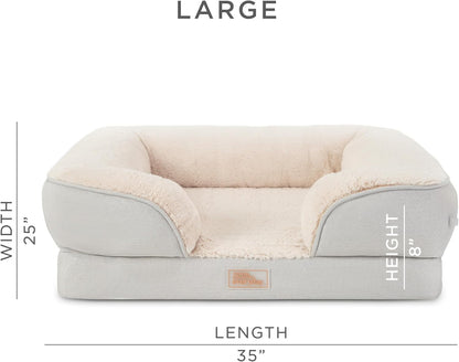 Large grey bolster pet bed with egg crate foam