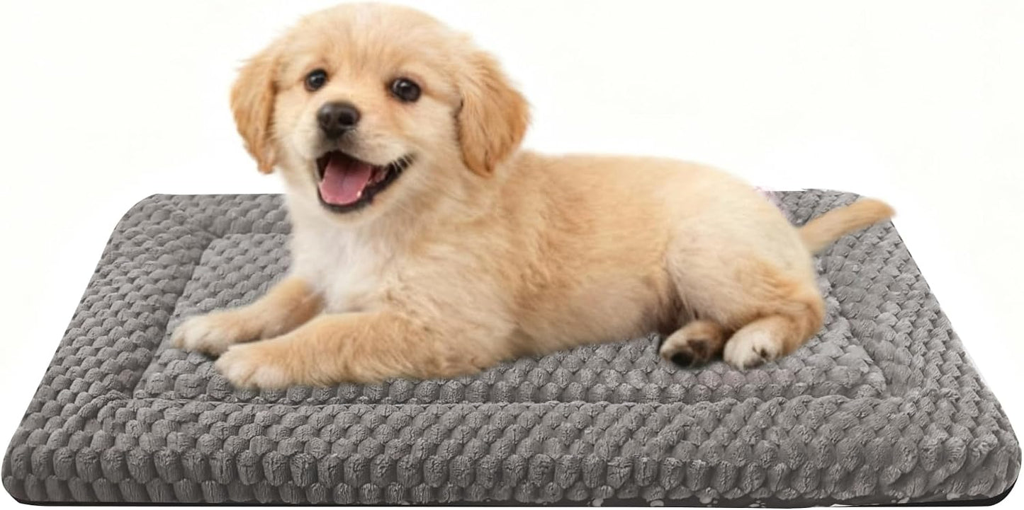 Pobopobo dog bed crate mat top view light gray