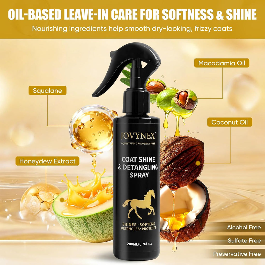 Jovynex equestrian grooming series product packaging detailing 200 ml volume