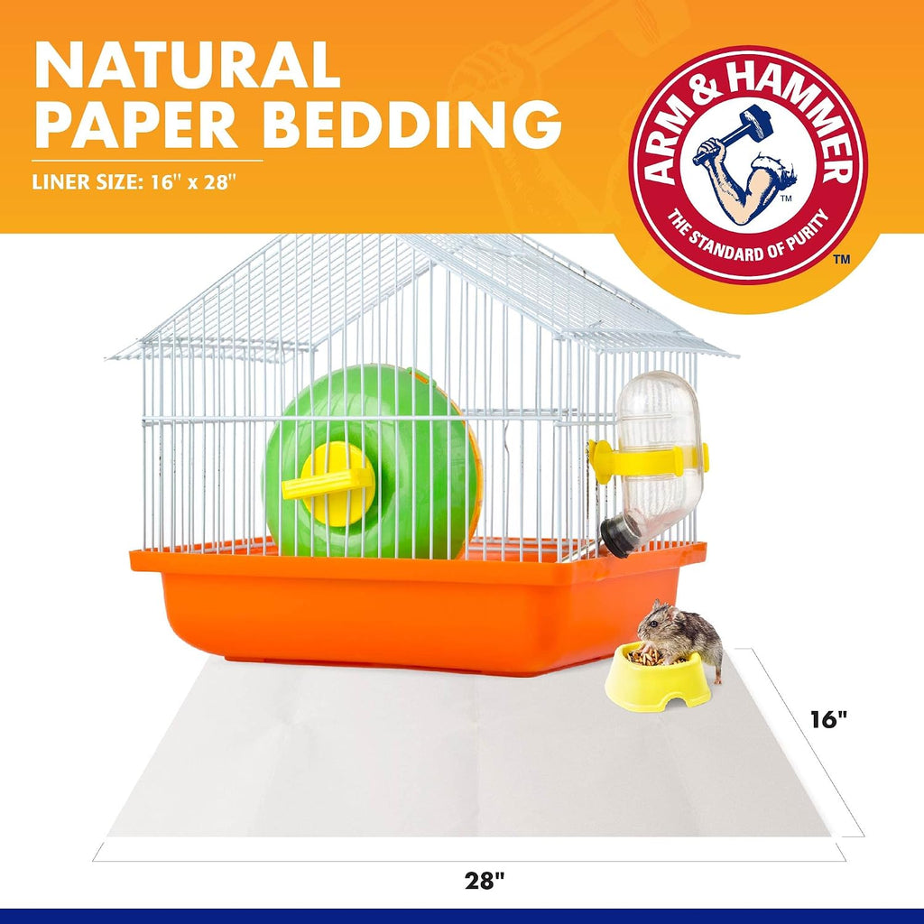 Arm and Hammer cage liners displayed near small animal habitat