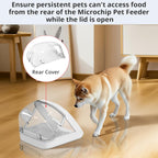 Side view of Baofum transparent cat feeder shield showing easy clip mechanism.