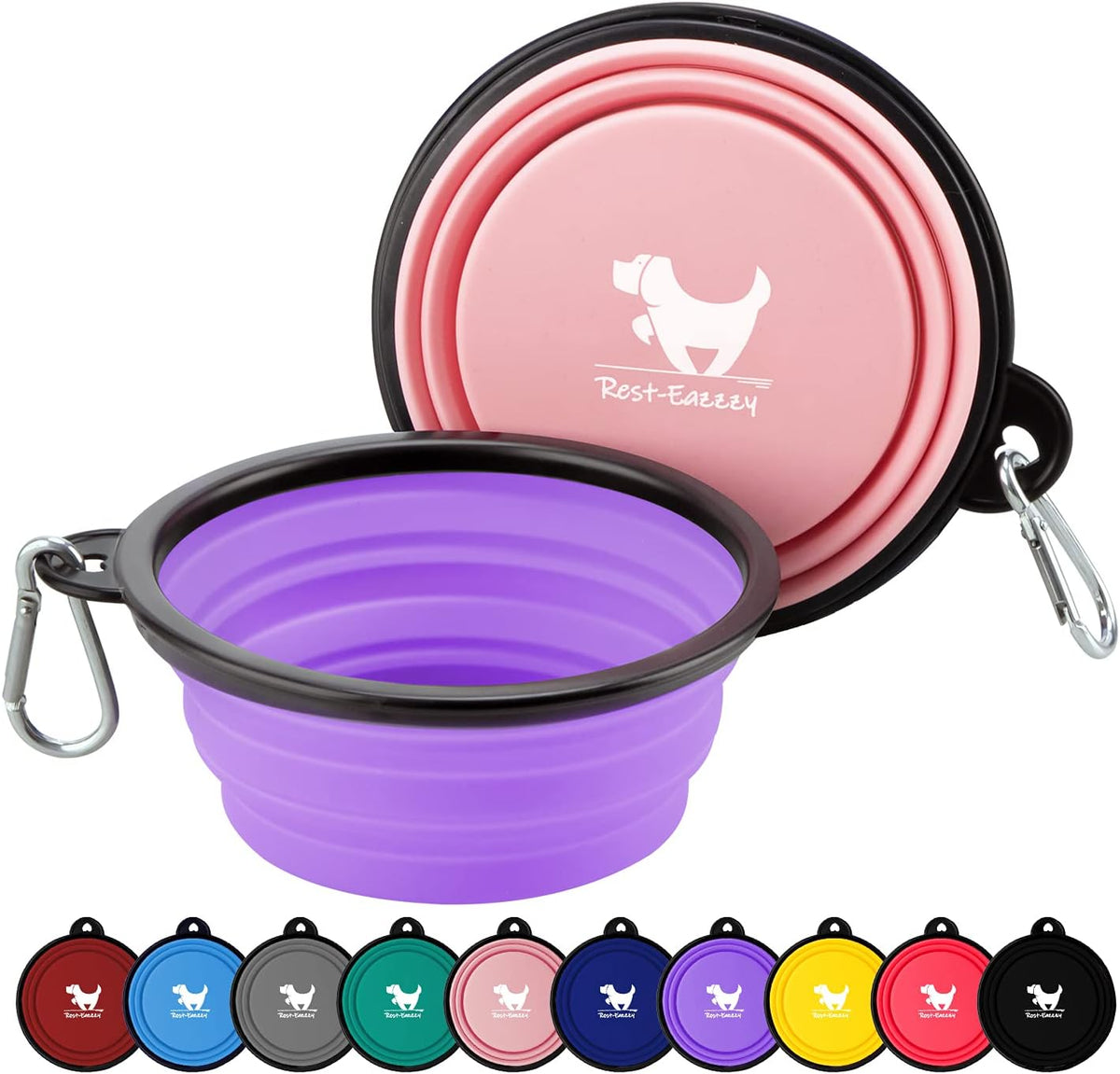 Collapsible Dog Bowls for Travel, 2-Pack Dog Portable Water Bowl for Dogs Cats Pet Foldable Feeding Watering Dish for Traveling Camping with Carabiners, BPA Free (Grey&Black, Small (Pack of 2)) - Image 13
