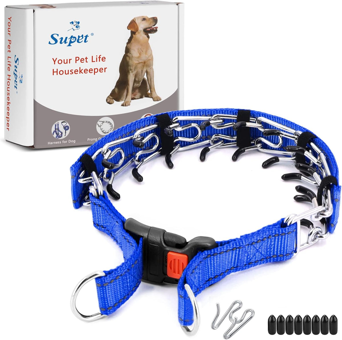 Supet Dog Prong Collar, Dog Choke Collar Adjustable Dog Pinch Collar with Quick Release Buckle/Nylon Cover for Small Medium Large Dogs - Image 9