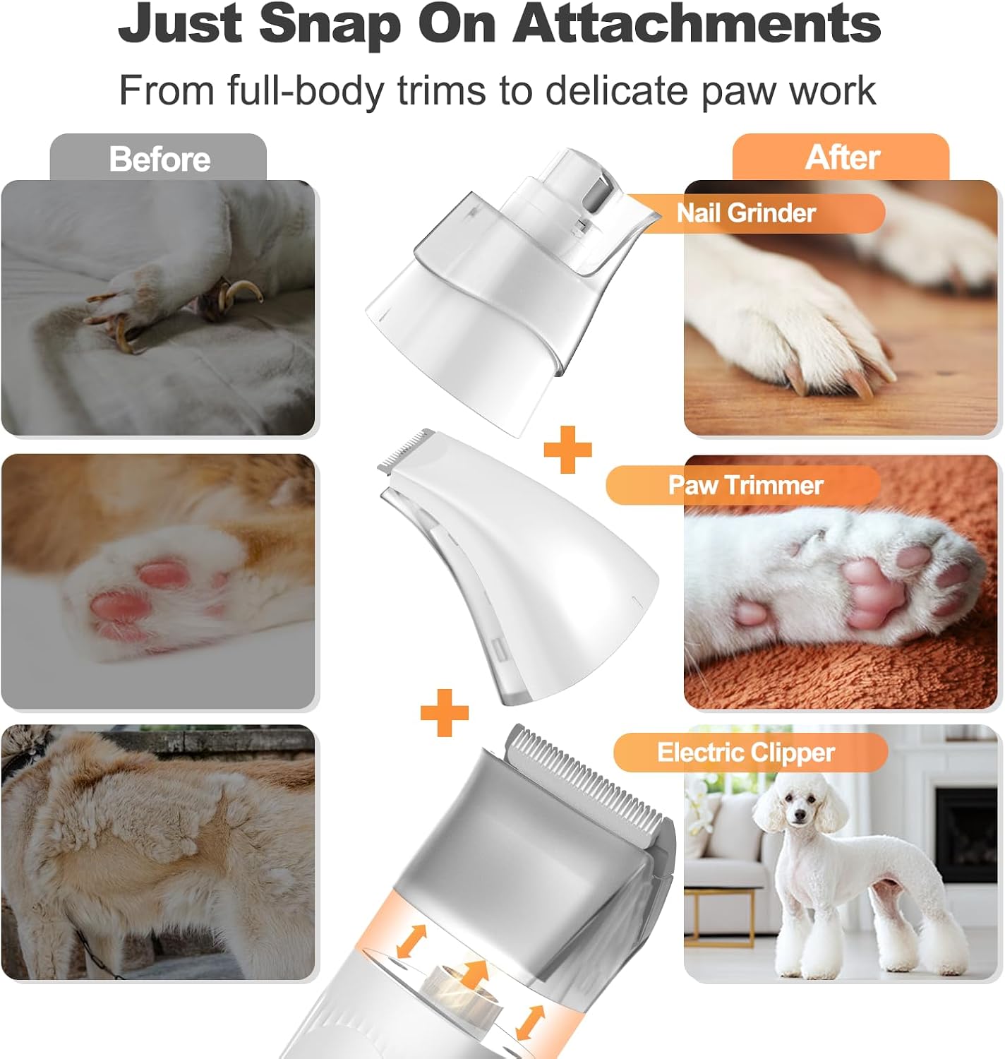 Afloia rechargeable wireless dog hair clipper and pet paw trimmer attachment