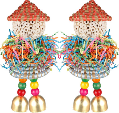 BBjinronjy interactive bird cage toy setup illustrating foraging options for lovebirds.