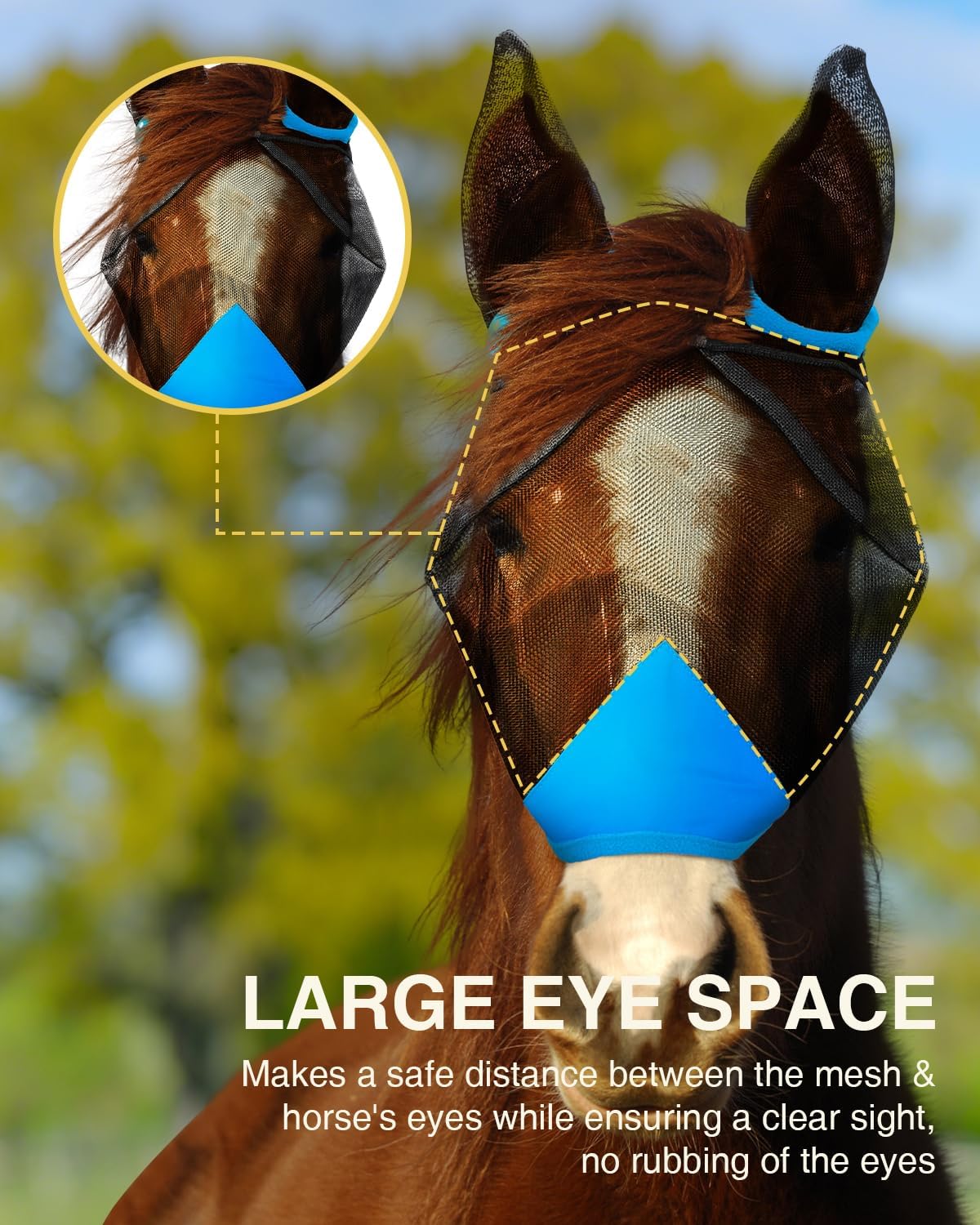 Close up of Teslin mesh material on Hilltown horse mask