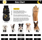 Dog wearing Scenereal grippy socks on hardwood floor