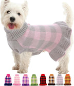 Dog Sweater Dress Plaid Knitwear for Small Medium Dogs Warm Puppy Pet Turtleneck Stretch Pullover Cute Fall Winter Vest Clothes with Leash Hole for Christmas (Pink, XS) - Image 9
