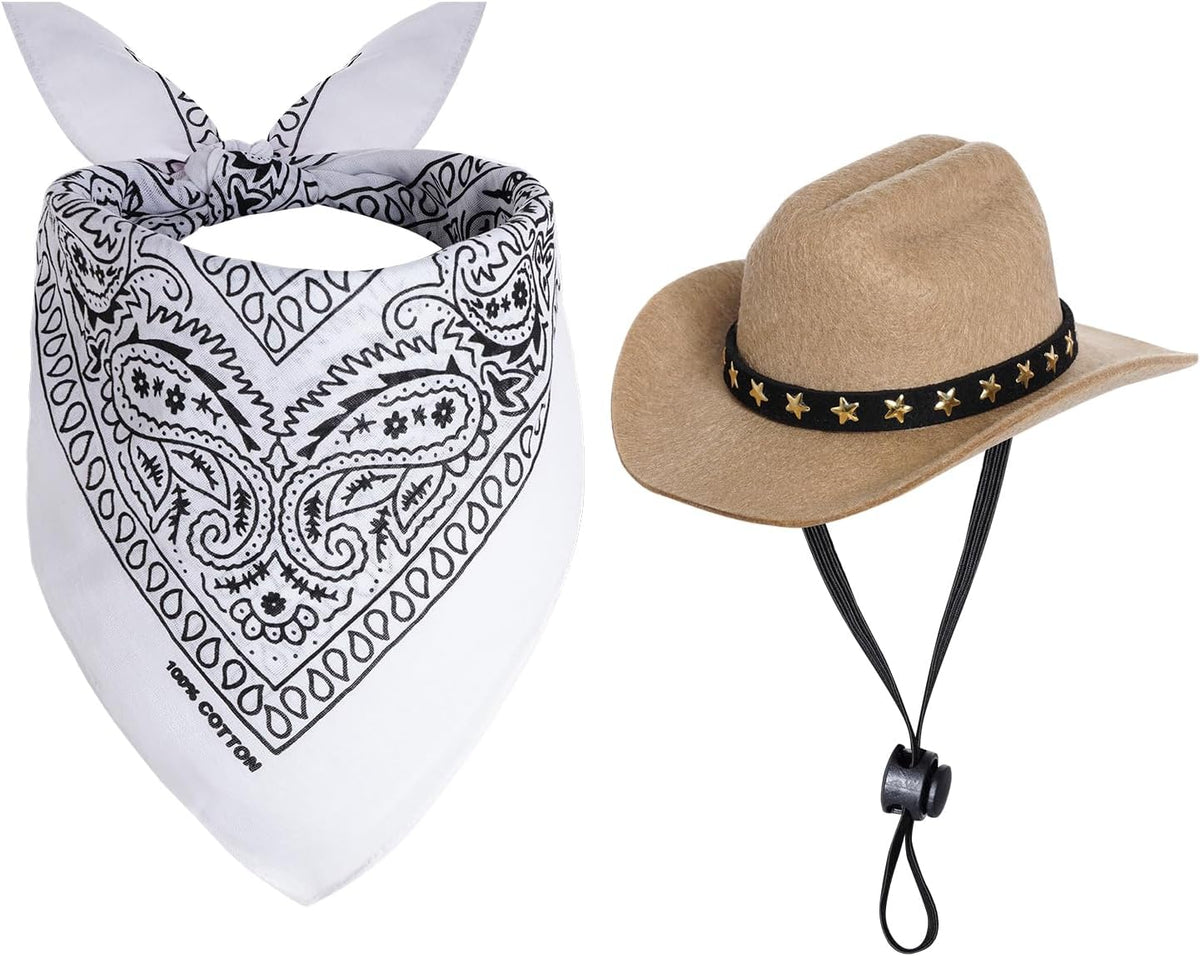 choyaxo Pet Cowboy Costume Halloween Costumes for Dogs Cat Cowboy Hat with Bandana Scarf (Small) - Image 12