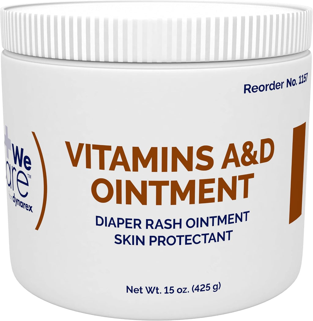 Dynarex Vitamins A and D Ointment fifteen ounce jar front view for multi-purpose skin protection
