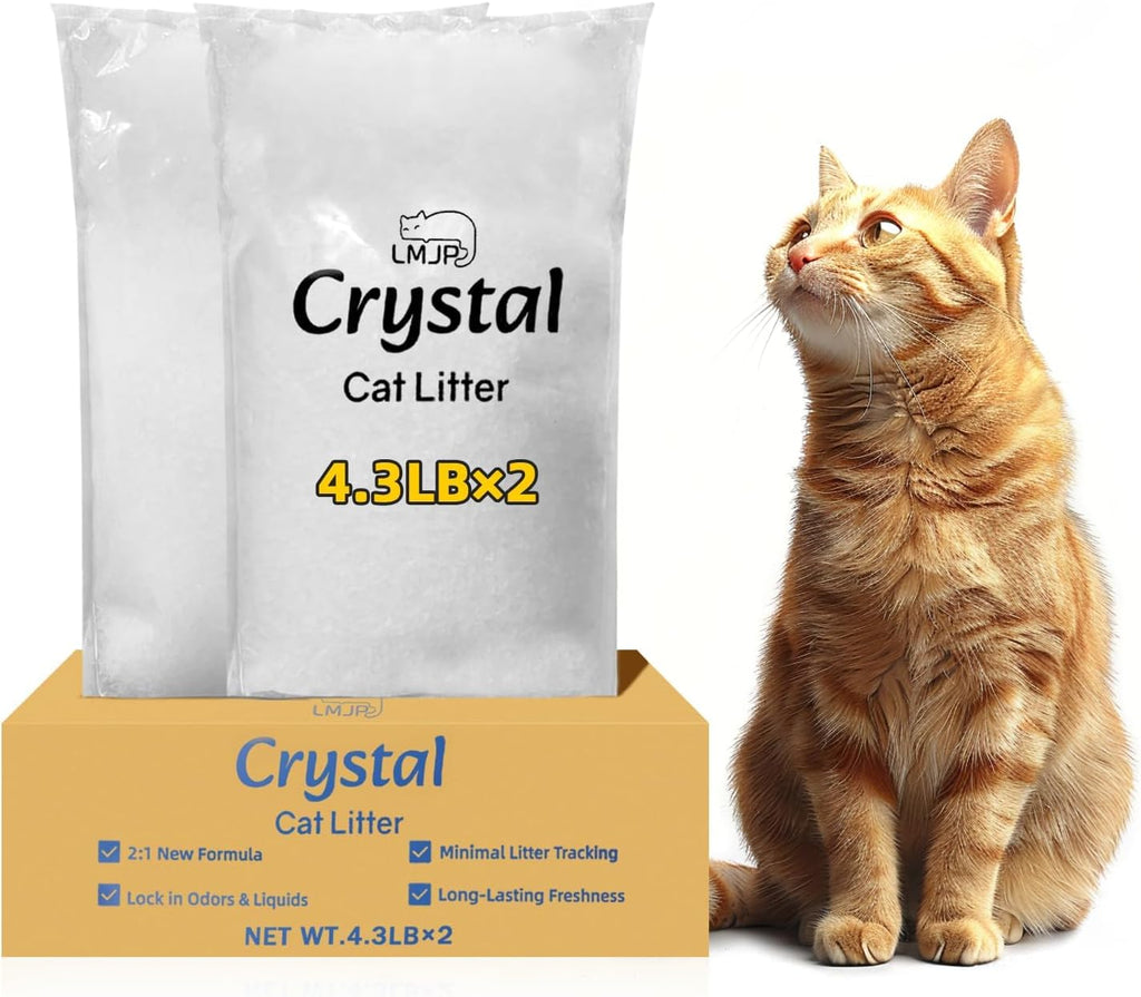 LMJP Crystal Cat Litter with Powerful Odor Control, Non-Clumping, Lasts Up to 4 Months, 17.2lb, Rapid Water Absorption, Unscented & Low Tracking Lightweight Blue & White Silica, 4 Pack of 4.3lb - Image 11