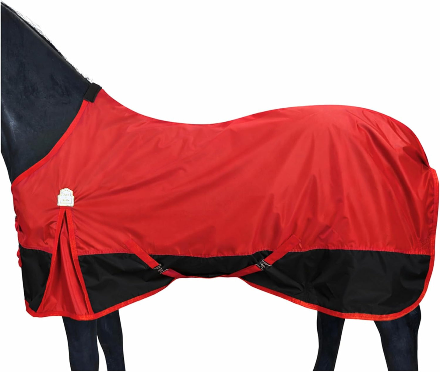 Barn And Stable 420D horse turnout sheet fully secured with leg straps on model