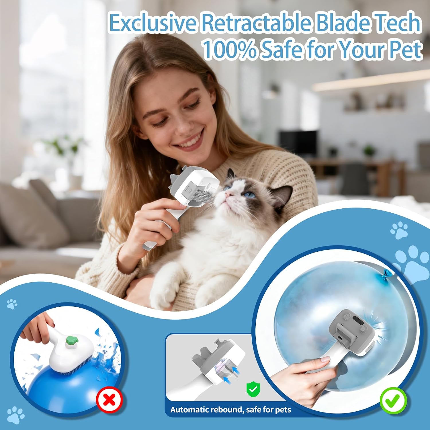 Pawimood premium pet essence bottle and matching storage bag unpacked next to the electric steaming comb kit.