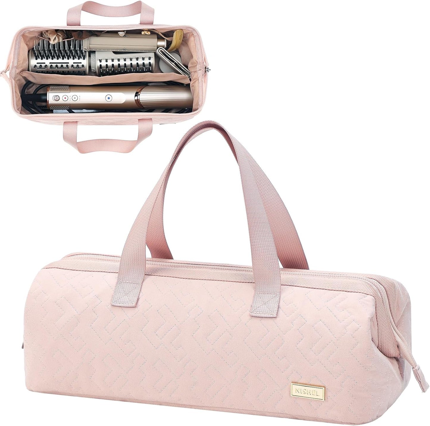 NISHEL hair tools travel carrying bag front view in pink
