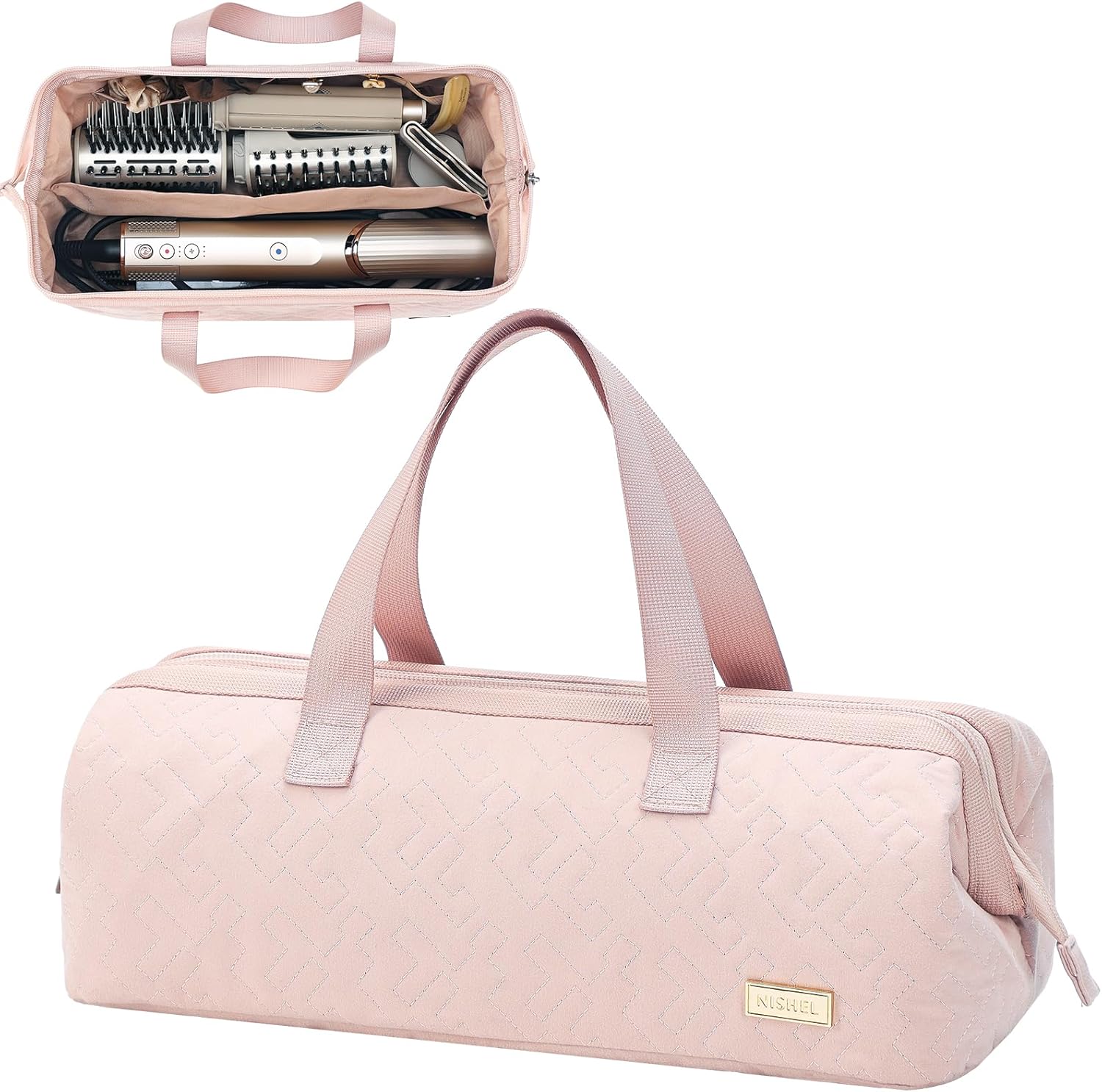 NISHEL hair tools travel carrying bag front view in pink