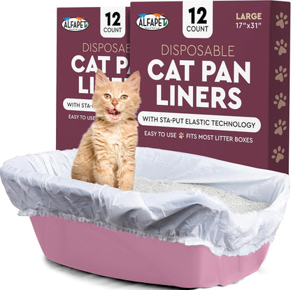 Alfapet Cat Litter Box Liners Large 12 Count - Tear-Resistant Cat Litter Bags - Waterproof Kitty Litter Liners - Fits Litterbox Pan Sizes Medium and Large, 31" x 17", 20 lb Capacity - Image 10
