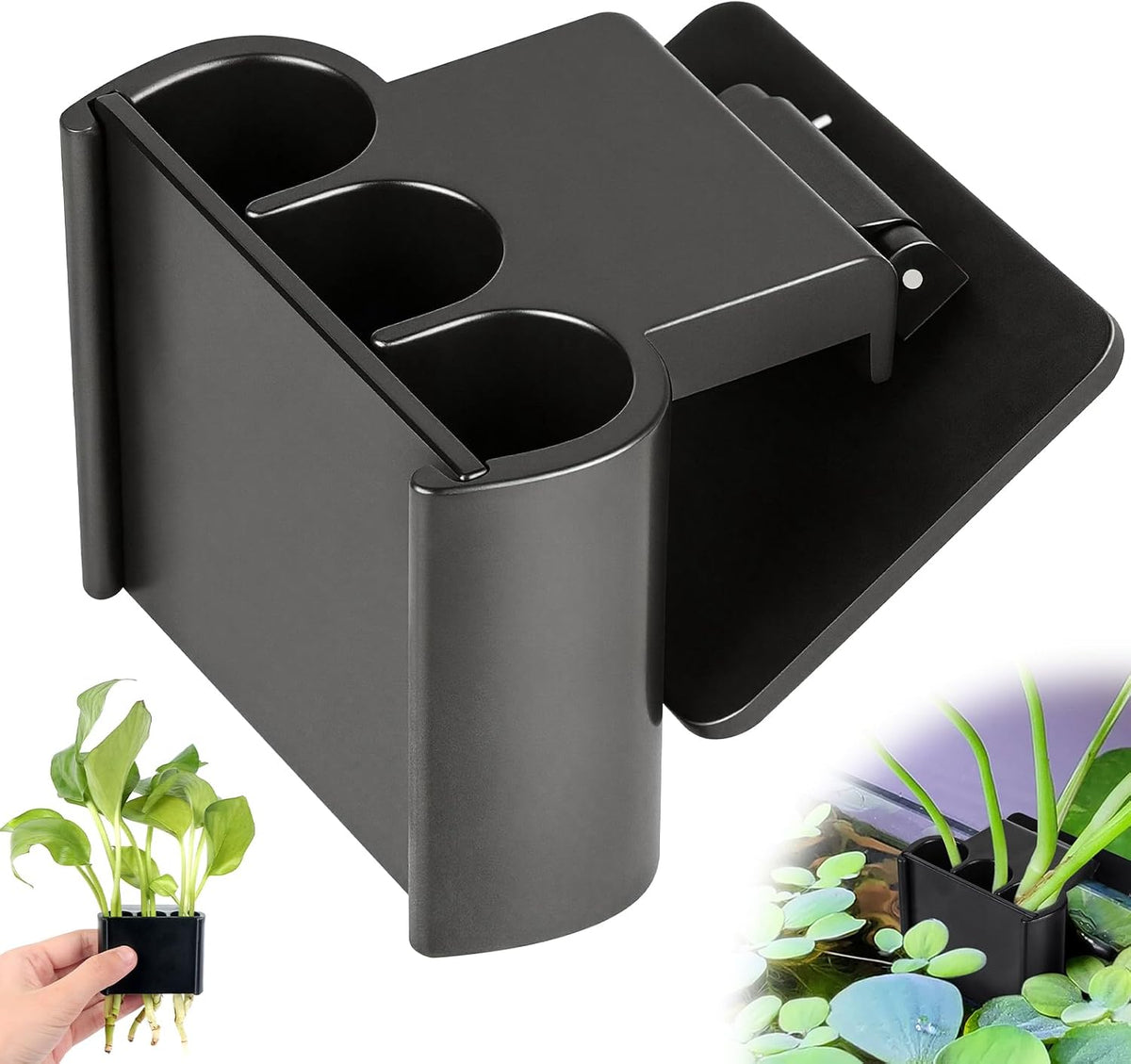 Sogiv 3 holes aquatic plant cups front view hanging aquarium plant holder