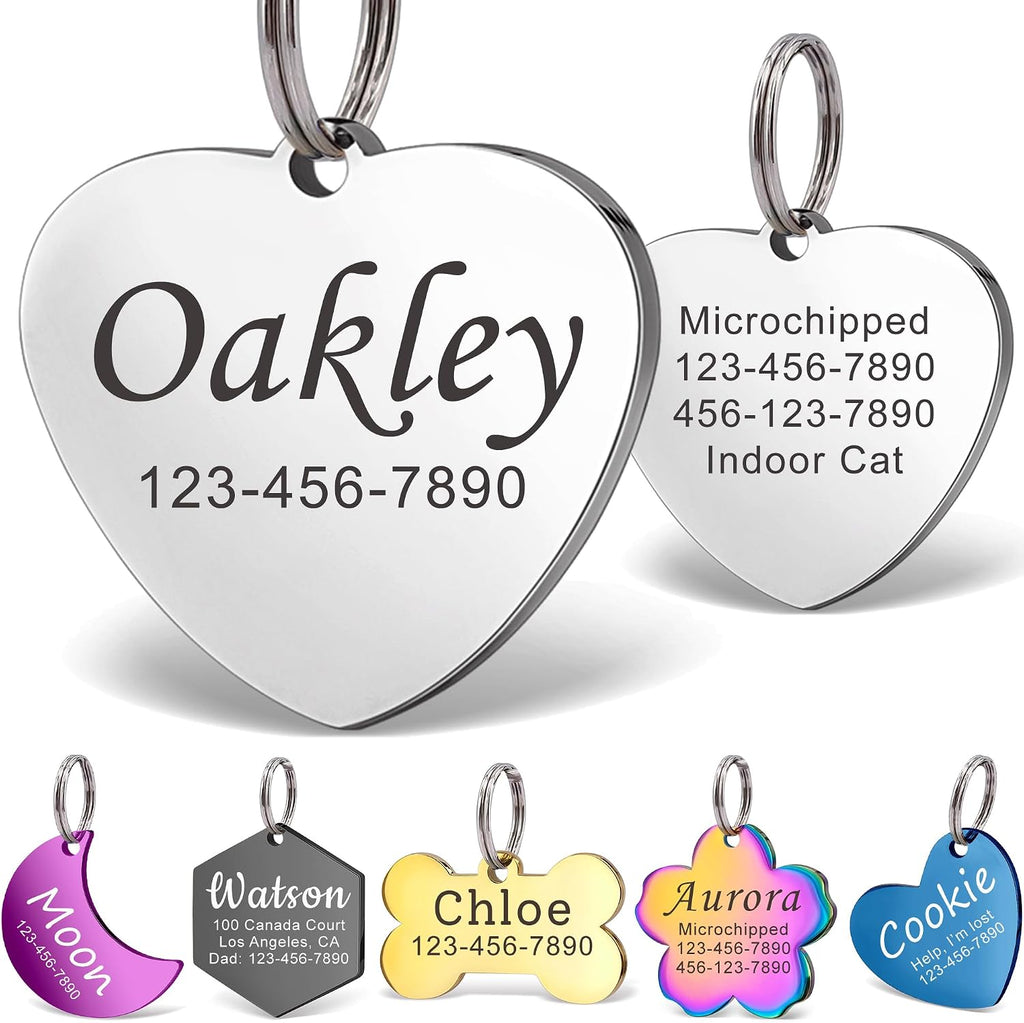 Anavia Personalized Pet ID Tags, Stainless Steel Glossy Laser Engraved Dog Cat Collar Name Tags, Multiple Colors Shapes Sizes (Cherry Blossom, Regular) - Image 14