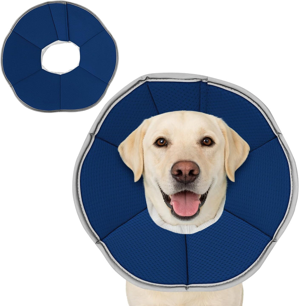 MAXFUT blue soft dog cone collar front view for surgery recovery