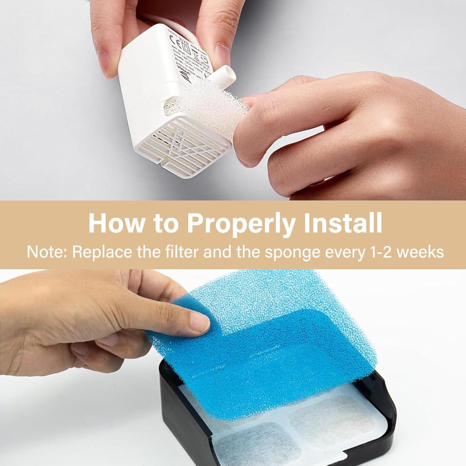 Hoetek replacement pump sponges for pet water fountain maintenance