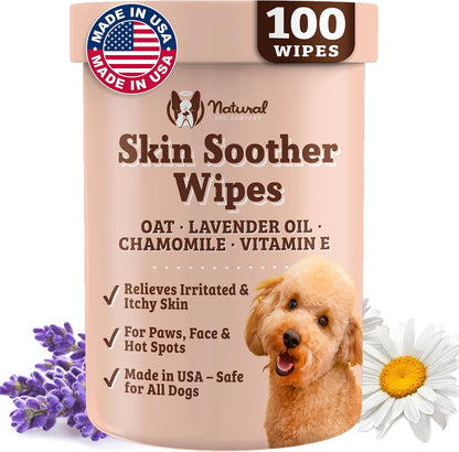 Natural Dog Company Wrinkle Wipes for Dogs, 100 Count, Hypoallergenic, Cleaning & Deodorizing, for Grooming Faces, Paws & Butts - Image 13