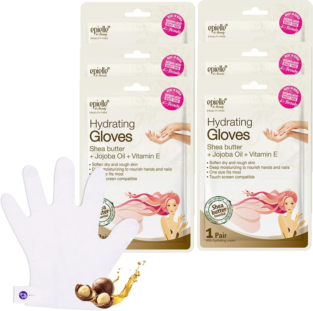 Epielle hydrating hand mask gloves front packaging view showing shea butter ingredients