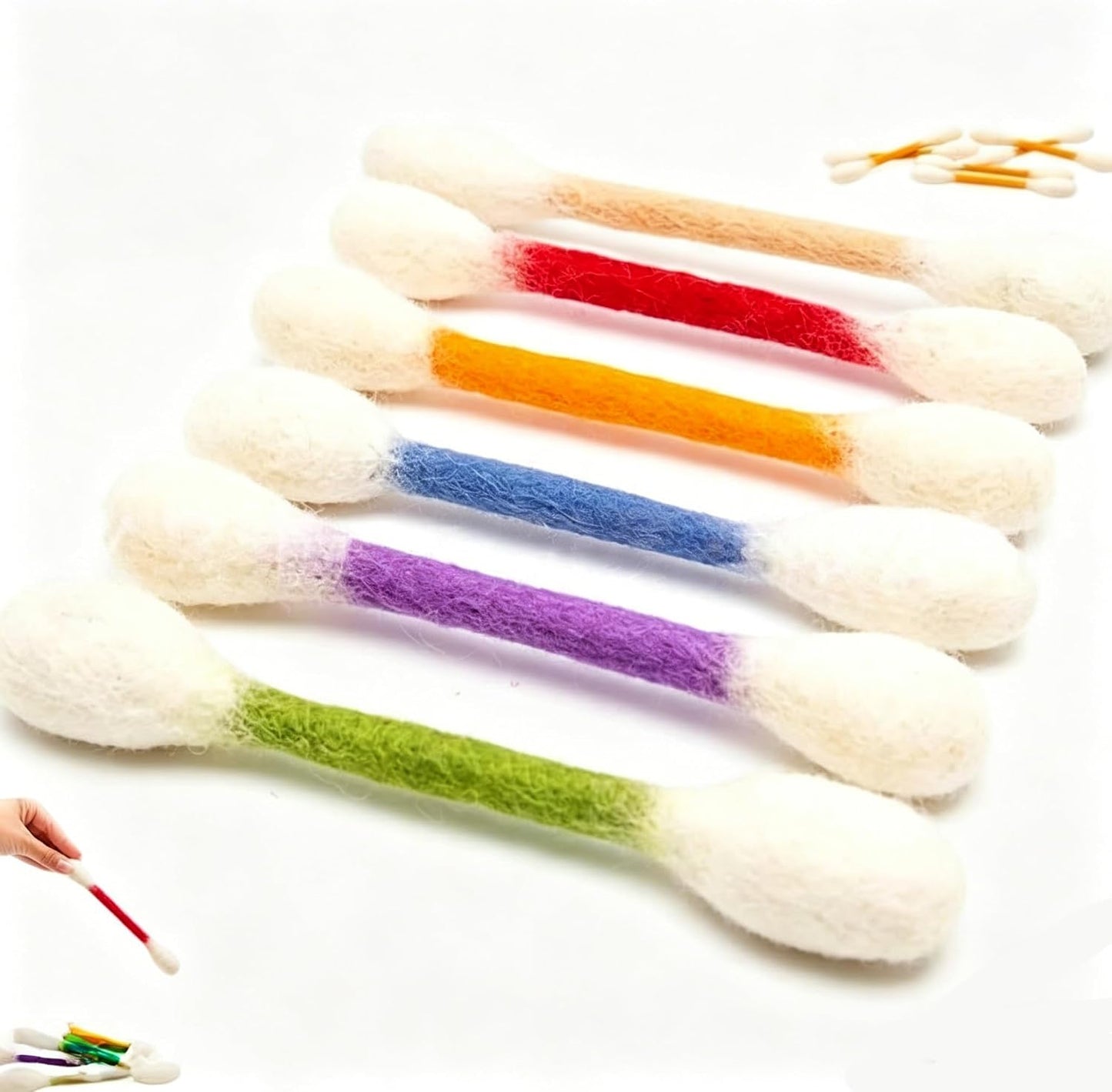 HFTRKE 6 piece cotton swab catnip toys set front view