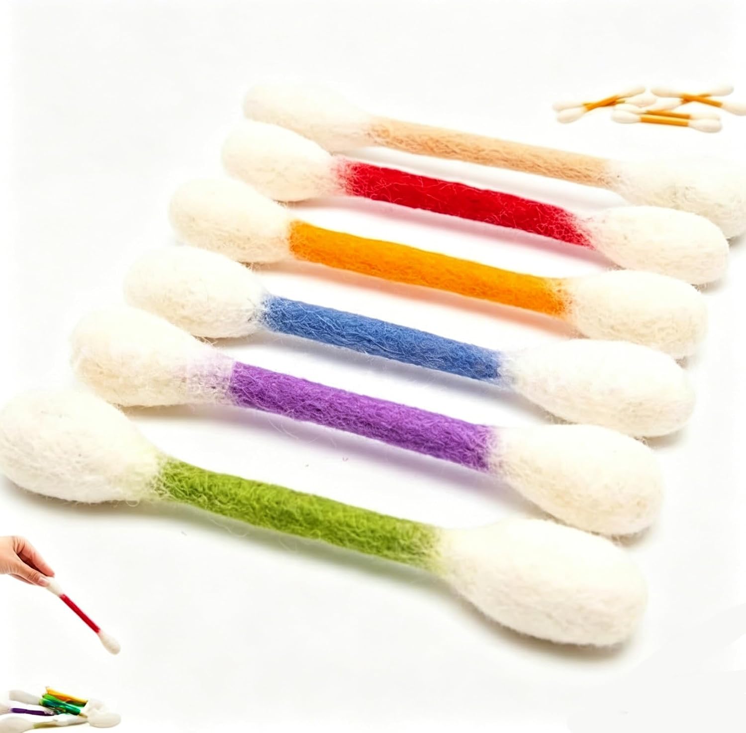 HFTRKE 6 piece cotton swab catnip toys set front view
