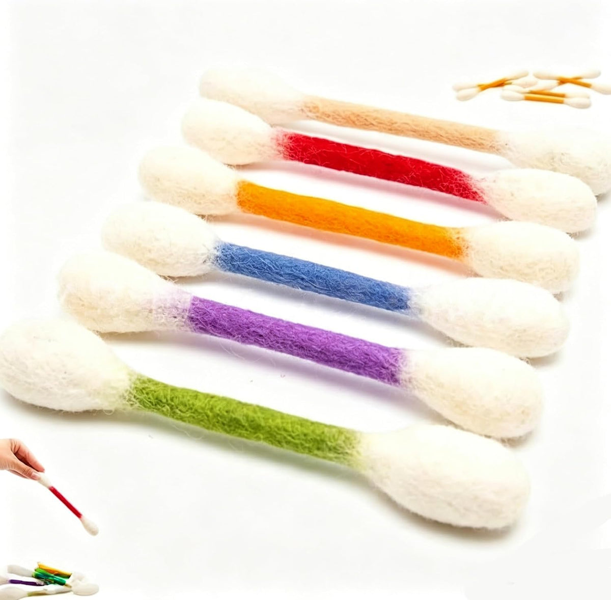 HFTRKE 6 piece cotton swab catnip toys set front view