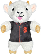 Texas Rangers goat plush chew toy designed for all dog breeds.