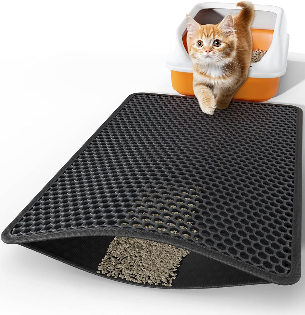 Powools Cat Litter Mat - 23.2" x 14.6" Small Litter Box Mat with Double Layers, Urine-Proof and Non-Slip Litter Trapping Mat, Easy to Clean Kitty Litter Mats for Floor, Scatter Control, Grey - Image 12