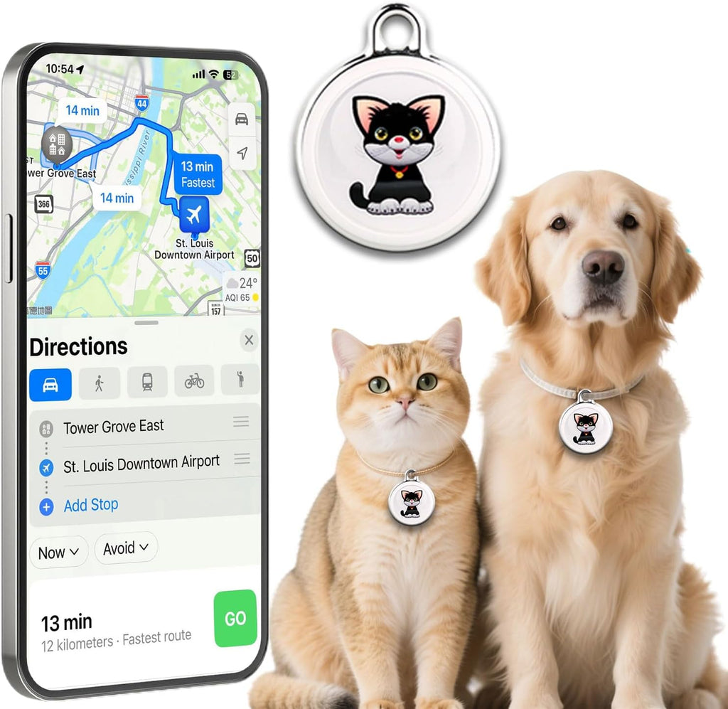 Fxajid Smart GPS Tracker for dogs and cats front view showing compact lightweight design.