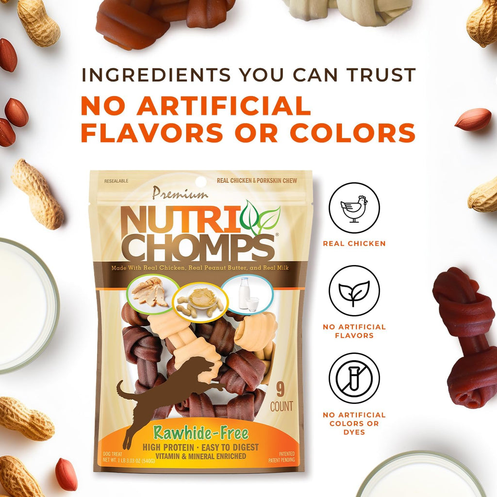 NutriChomps rawhide alternative dental hygiene dog chews close up