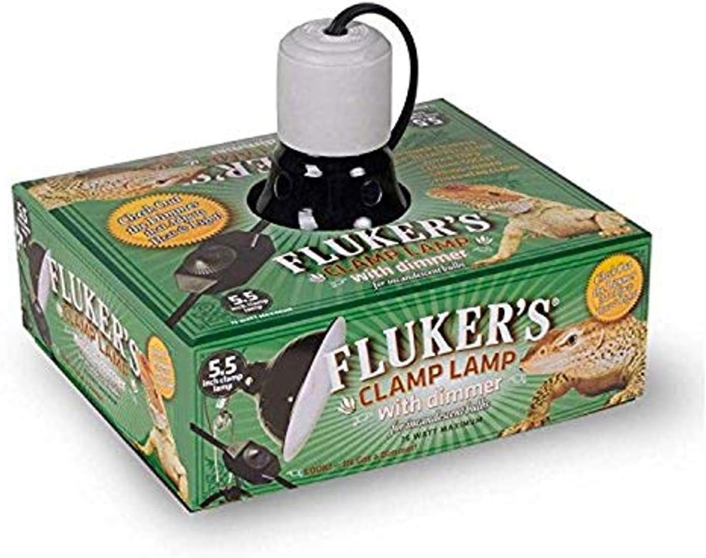 Fluker's terrarium basking light safety clamp and rotary dimmer setup
