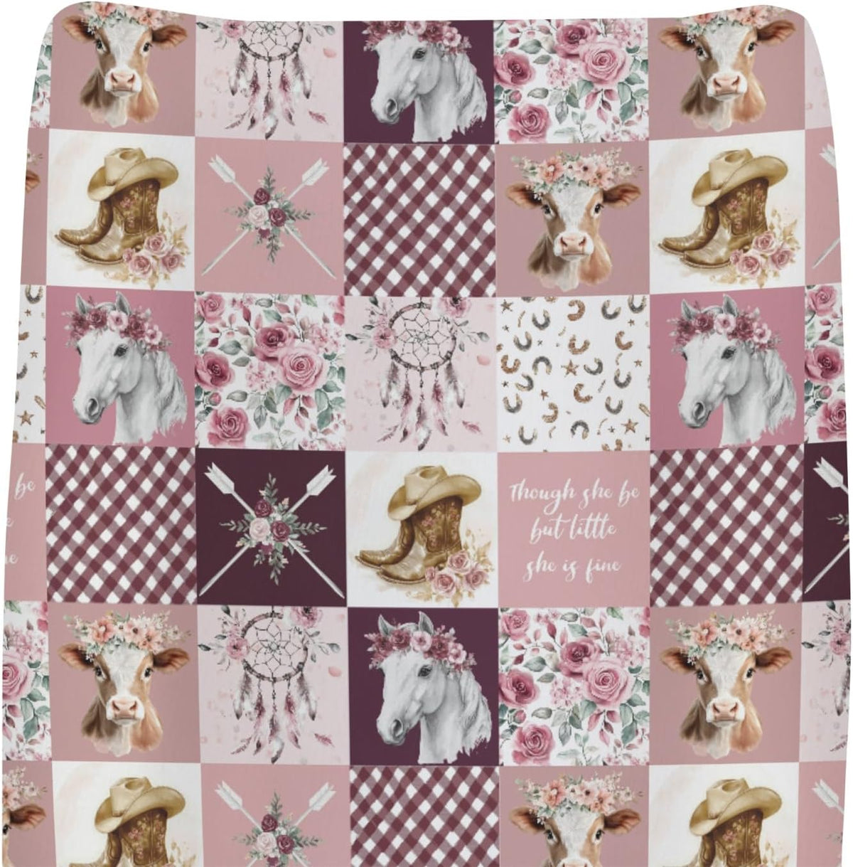 ZoUbqchY pink cowgirl baby changing pad cover front view