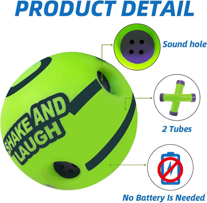 Side view of medium Shake and Laugh dog ball with clutch pockets