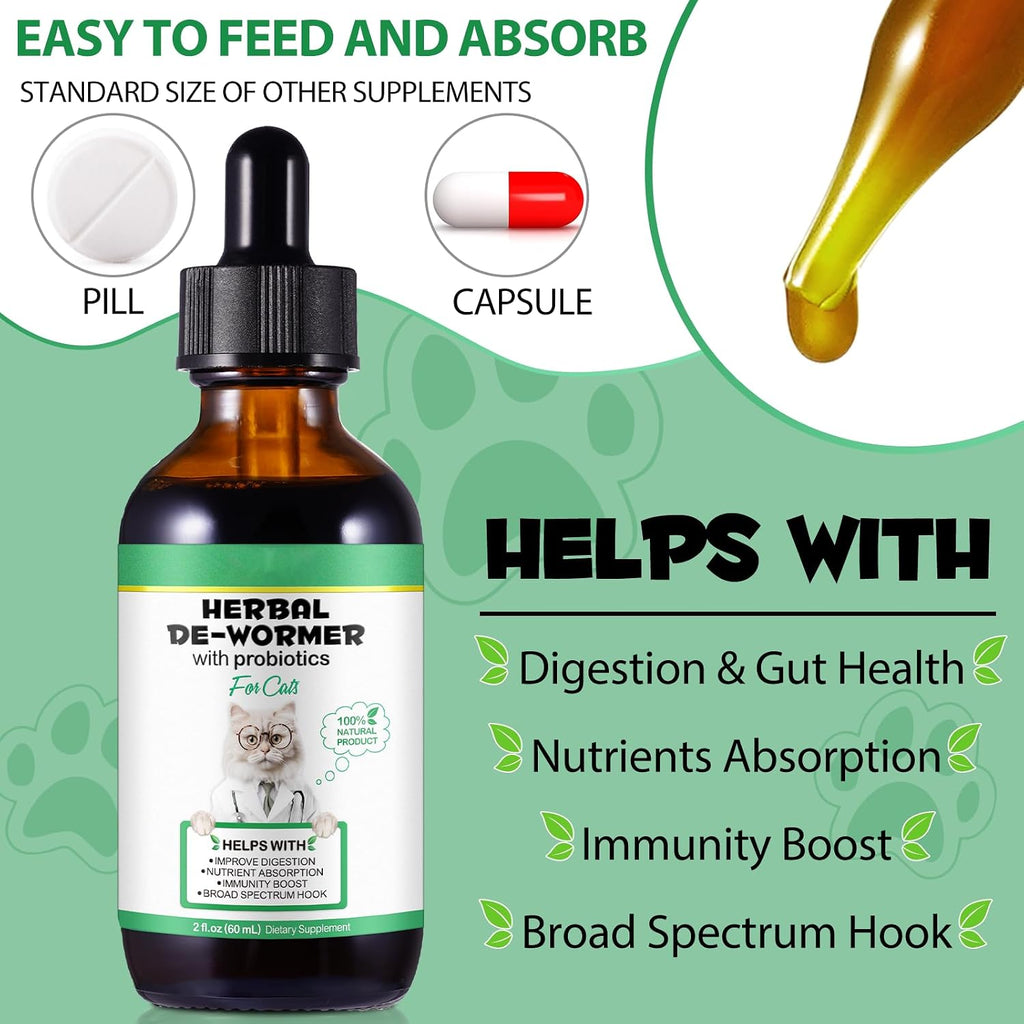 Authentic USA imported cat gut flora wellness drops on a clean pet care background