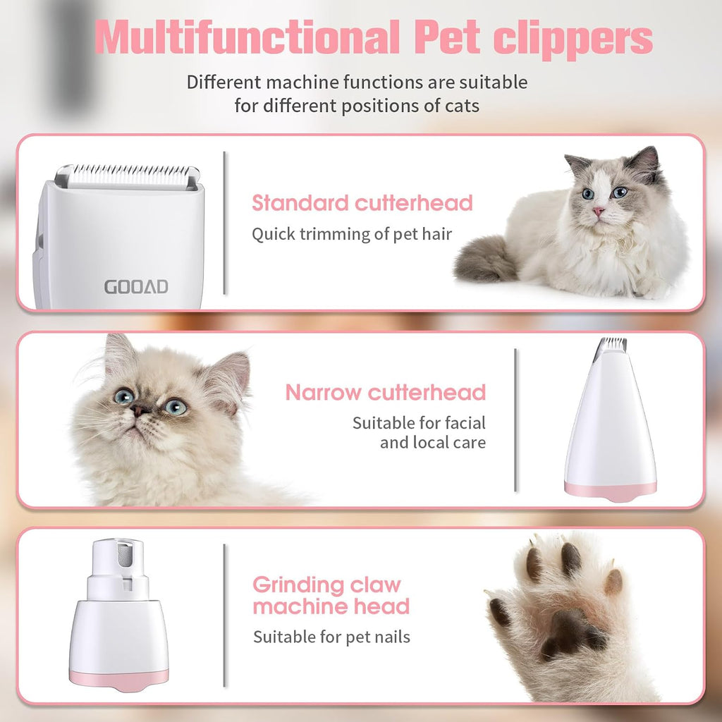 Gooad cordless pet trimmer with interchangeable paw shaver head
