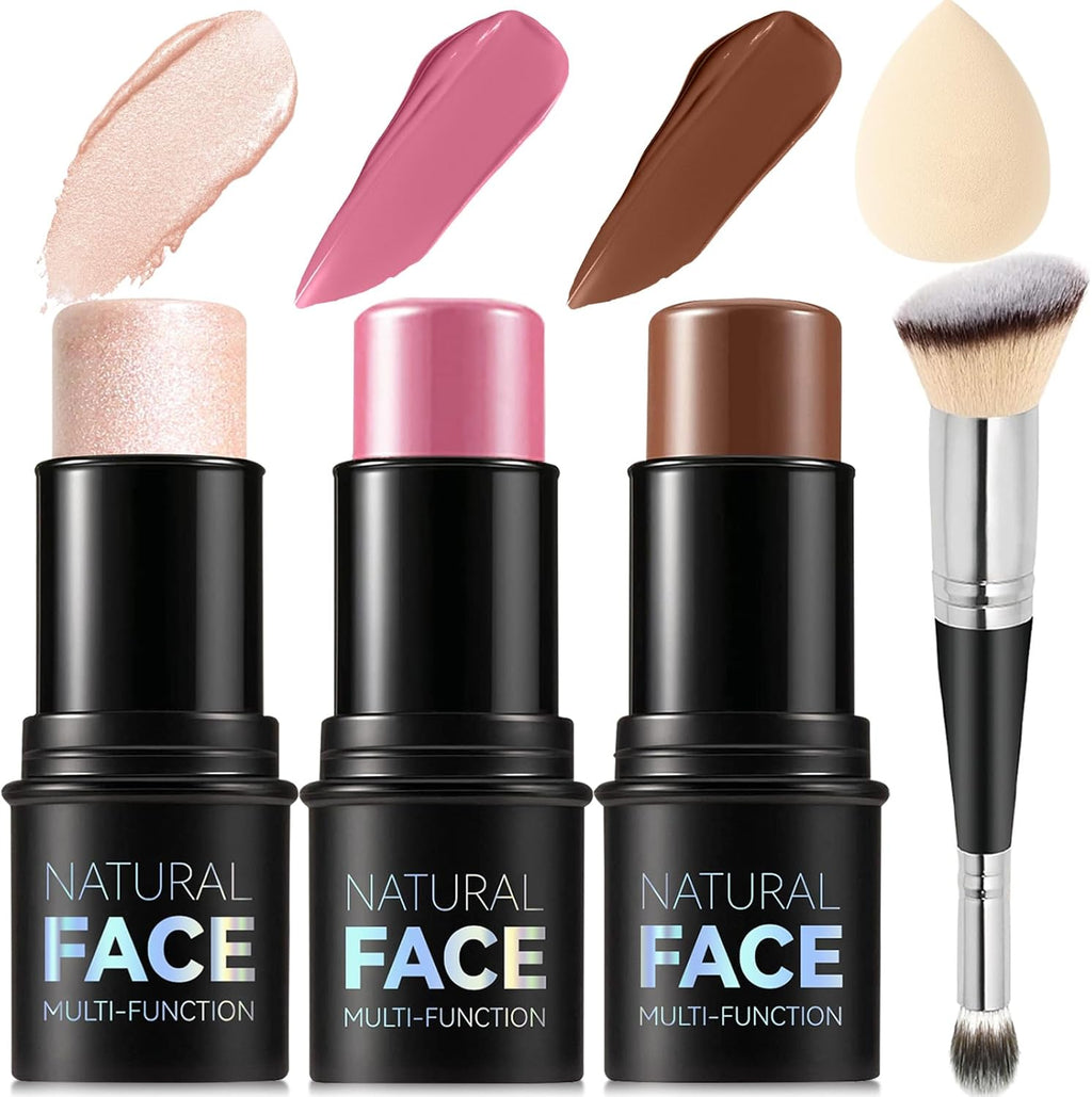 Elalrau cream contour stick makeup kit front view featuring highlighter blush and bronzer