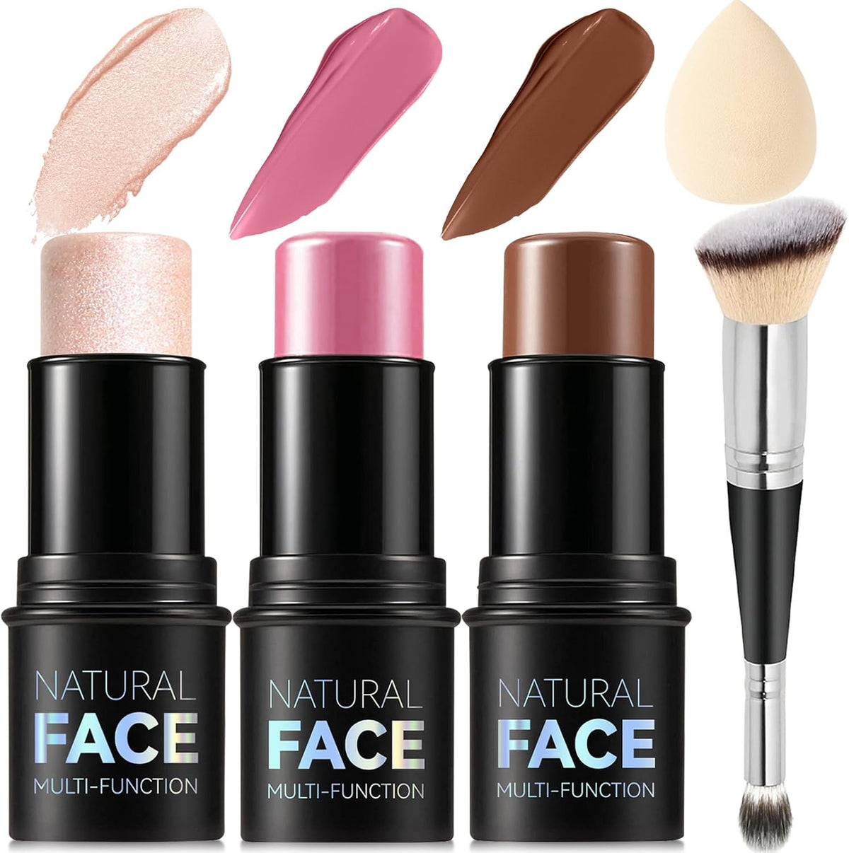 Elalrau cream contour stick makeup kit front view featuring highlighter blush and bronzer